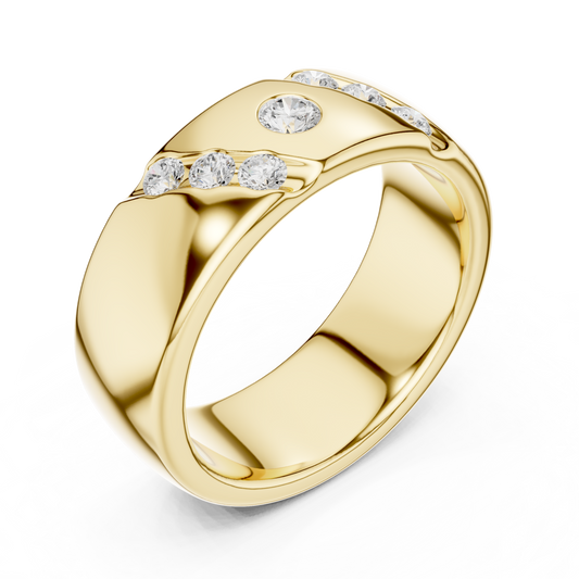 Round Cut Lab Grown Diamond Men's Swirl Channel Set Heavy Statement Ring - view 4