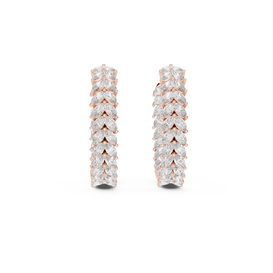 0.80 TCW Premium Style Marquise Cut Moissanite Diamond Earrings High Brilliance Statement Hoops