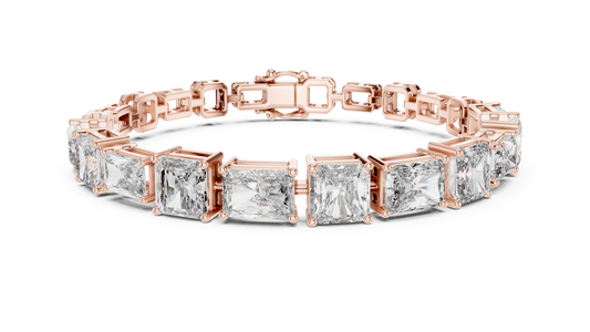 13.44 TCW Shiny Tennis Moissanite Bracelet Featuring Alternating Radiant and Emerald Cut Diamonds