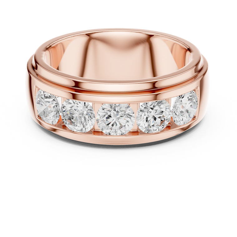 Round Cut Lab Grown Diamond Men's Heavy Gold Classic Wedding Ring - view 2