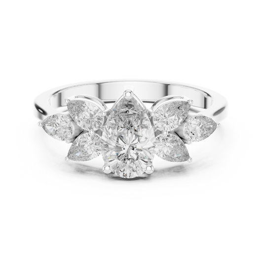 Pear Cut Lab Diamond Cluster Wedding Ring - view 3