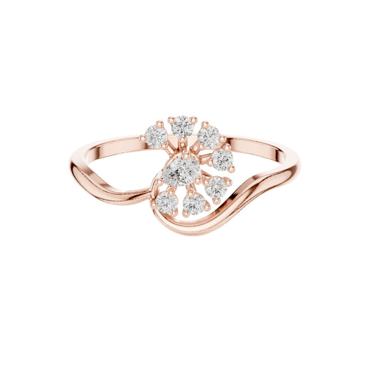 0.19 TCW Designer Floral Cluster Moissanite Round Diamond Ring with Pear Cut Center Stone