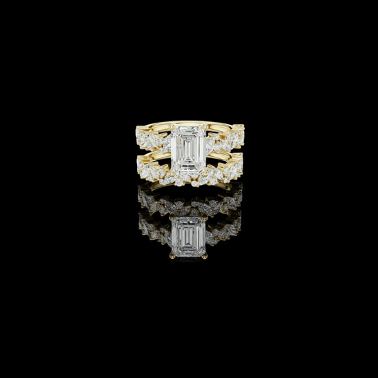 1.92 CT Luxury Designer Emerald Lab Diamond Ring Bridal Set with Marquise and Round Accents