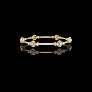 5.40 TCW Elegant Lab Grown Diamond Floral Bangle Bracelet with Intricate Bloom Motifs By Ivevar