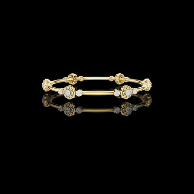 Floral Round Lab Diamond Openable Bangle Flower Cluster Bracelets for Women