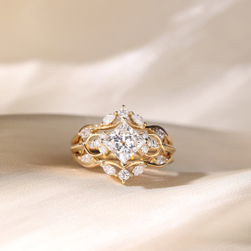 2.00 CT Iconic Princess Cut Lab Grown Diamond Floral Nature Inspired Engagement Ring with Vine & Leaf Design Jewelry