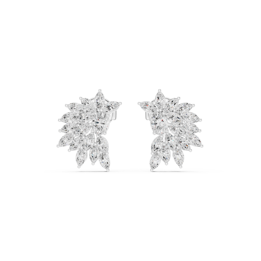Floral Marquise Cut Leaf Cluster Stud Earrings - view 3