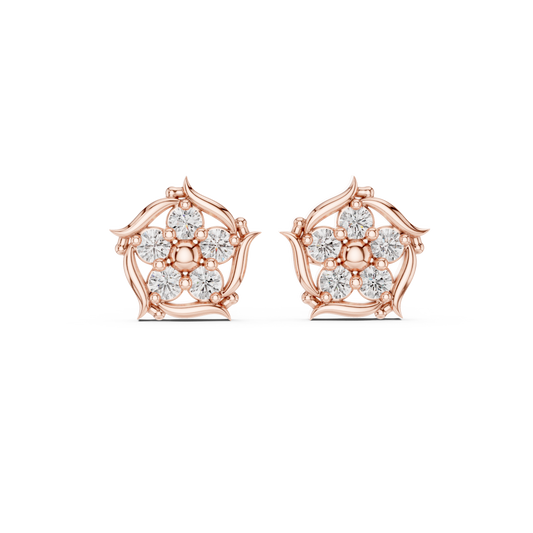 0.35 TCW Delicate Floral Moissanite Diamond Cluster Stud Earrings in Gleaming Gold Setting For Party