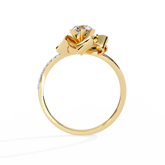 Floral Inspire Round Moissanite with Pave Band Ring - view 2