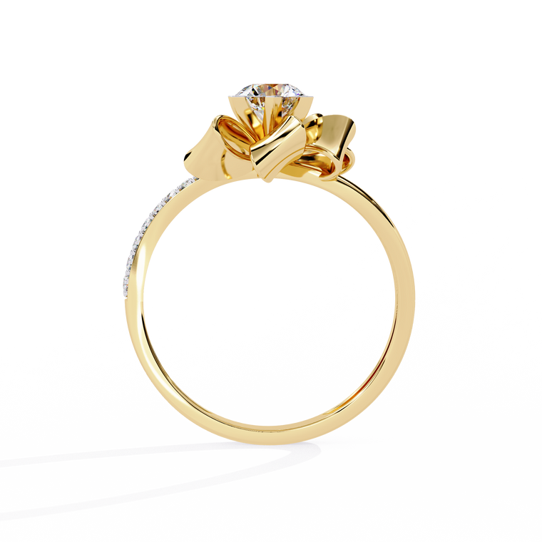 Floral Inspire Round Moissanite with Pave Band Ring - view 2