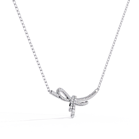 Bow Style Pave Knot Necklace - view 4