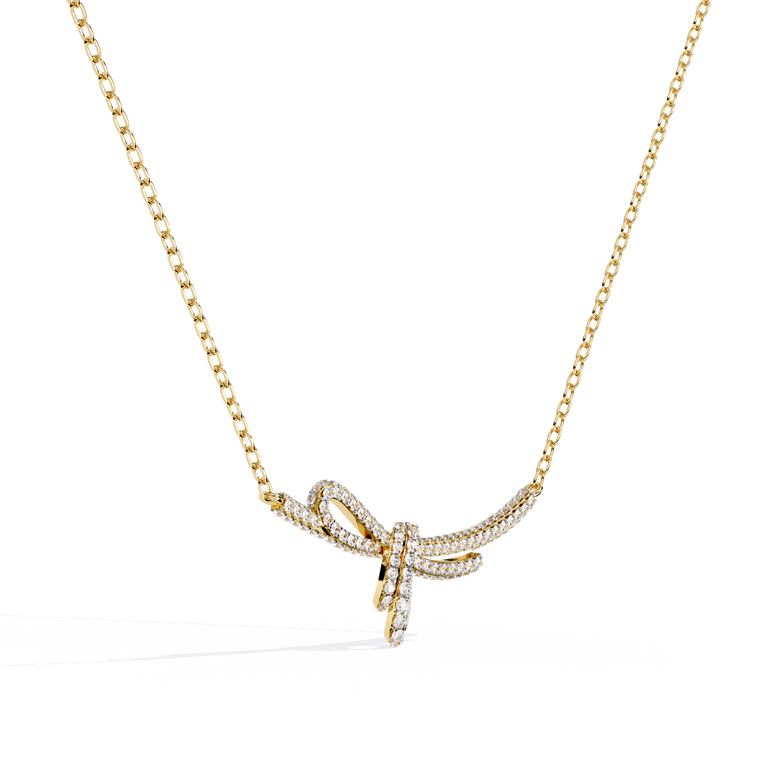 Bow Style Pave Knot Necklace - view 2