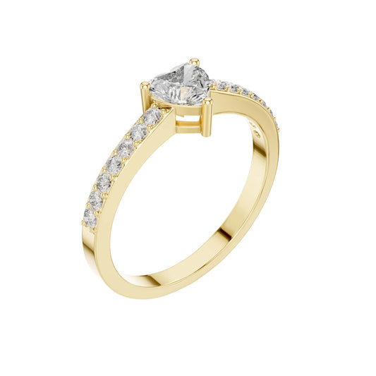 Heart Cut Moissanite Pave Solitaire Engagement Ring - view 4