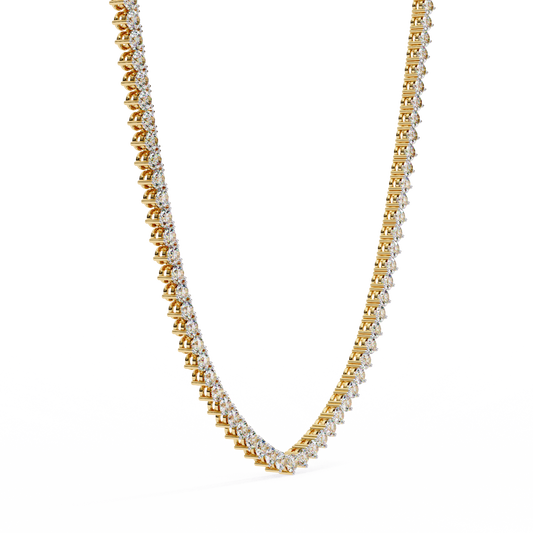 Round Cut V Shape Tennis Necklace - view 4