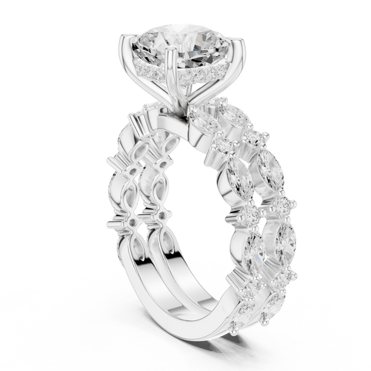 Cushion Cut Lab Diamond Ring with Side Stone Band - view 4