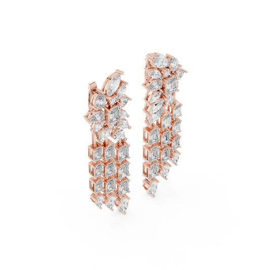 Multi Shape Lab Diamond Chandelier Statement Drop Earrings - view 3