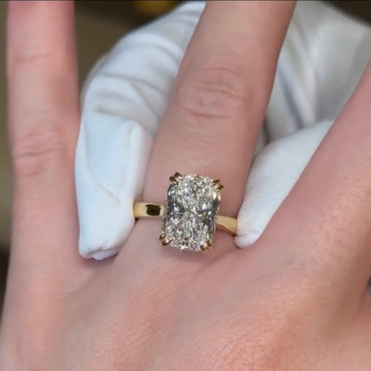 Hidden Halo Radiant Cut Moissanite Solitaire Engagement Ring - view 4