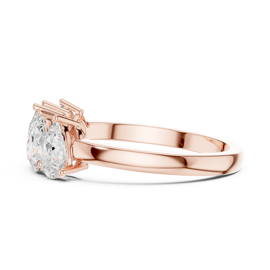 Pear Cut Lab Diamond Wedding Band Ring - view 4