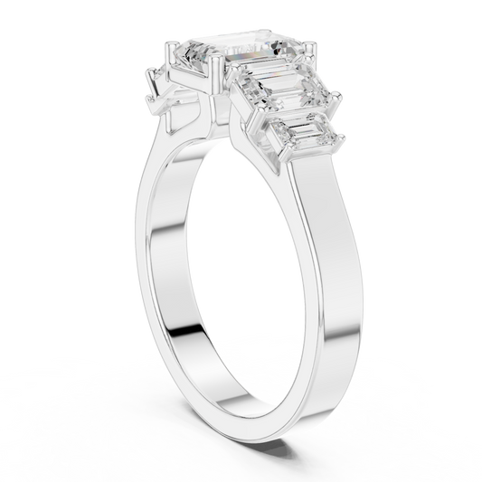 Five Stone Emerald Cut Lab Diamond Anniversary Ring - view 4