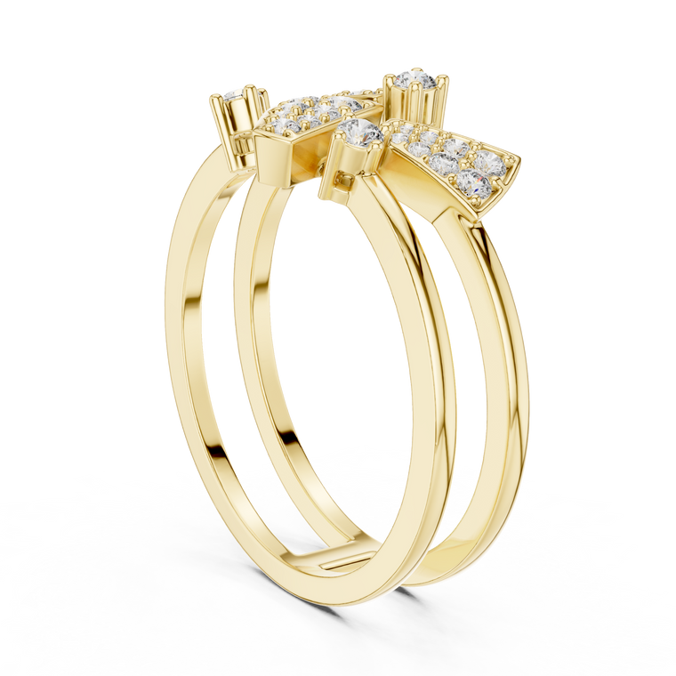 Geometric Round Moissanite Open Double Shank Ring - view 3