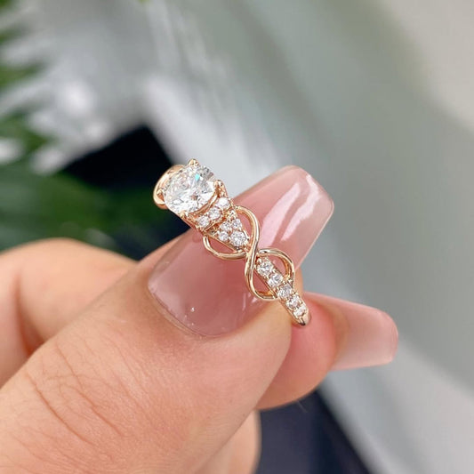 Round Moissanite Infinity Cluster Engagement Ring - view 4