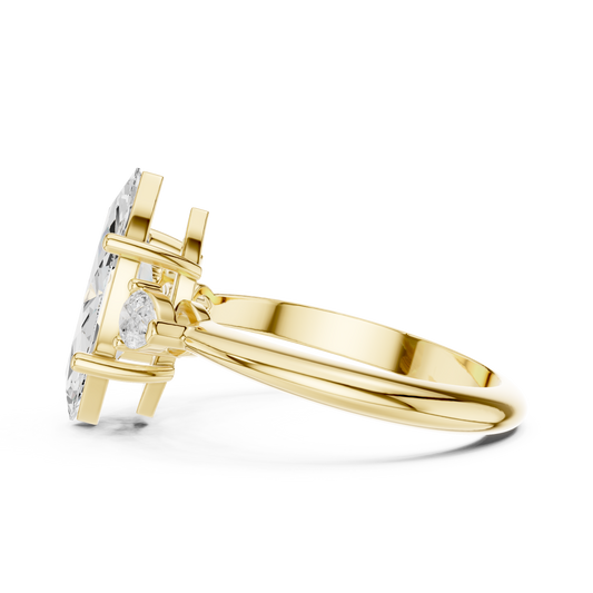 Marquise Lab Diamond Three Stone Engagement Ring - view 4
