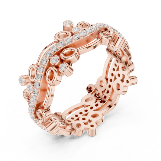 Openwork Round Cut Lab Diamond Architectural Eternity Band Ring - view 3