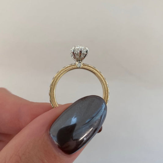 Pave Marquise Cut Lab Diamond Solitaire Engagement Ring - view 4
