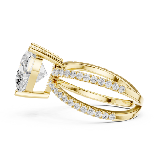 Heart Cut Moissanite Split Pave Shank Engagement Ring - view 4