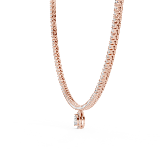 Pear Drop Tennis Necklace with Halo Pendant - view 4