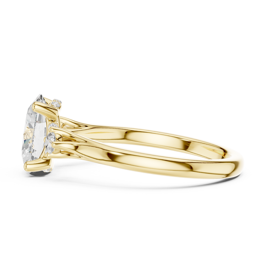 Oval Cut Three Stone Lab Diamond Split Shank Engagement Ring - view 4