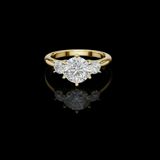 1.50 CT Iconic Three Stone Moissanite Round Cut Diamond Ring For One Wish