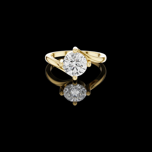 1.00 TCW Exquisite Twisted Band Solitaire Ring Showcasing a Round Lab Grown Diamond