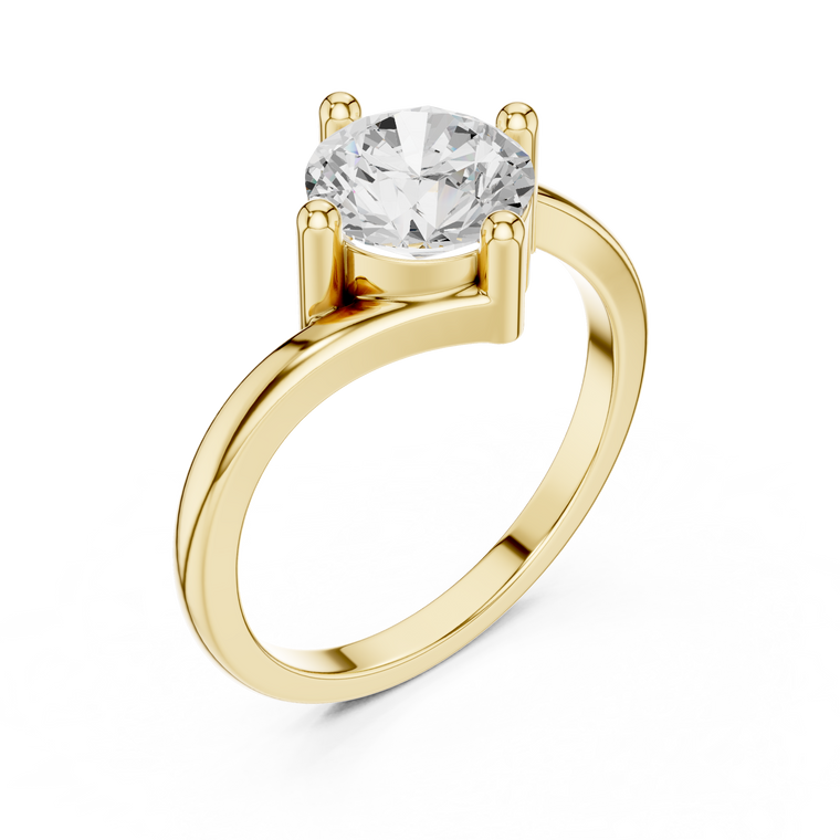 Round Cut Lab Diamond Twisted Solitaire Engagement Ring - view 2