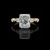 Radiant Moissanite Diamond Ring With Marquise Side Stone