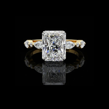 Radiant Moissanite Diamond Ring With Marquise Side Stone