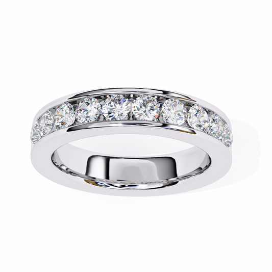 Round Cut Brilliant Channel Set Lab Diamond Wedding Band Ring - view 4