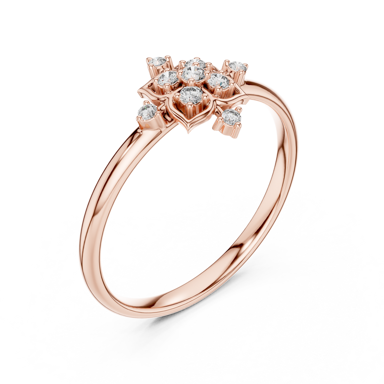Nature Inspired Floral Round Cut Moissanite Engagement Ring - view 3
