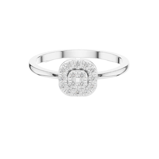 Round Lab Diamond With Halo Cluster Delicate Ring - view 3
