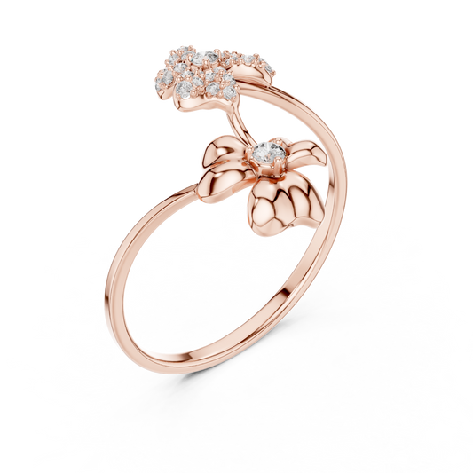 Round Moissanite Floral Open Wrap Ring - view 3