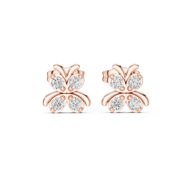 Sculpted Butterfly Brilliant Round Lab Diamond Earrings - view 2