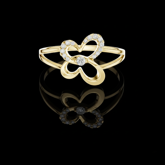 0.20 CT Beautiful Butterfly Moissanite Diamond Dainty Round Cut Sparkle Ring Unique Gift for Her