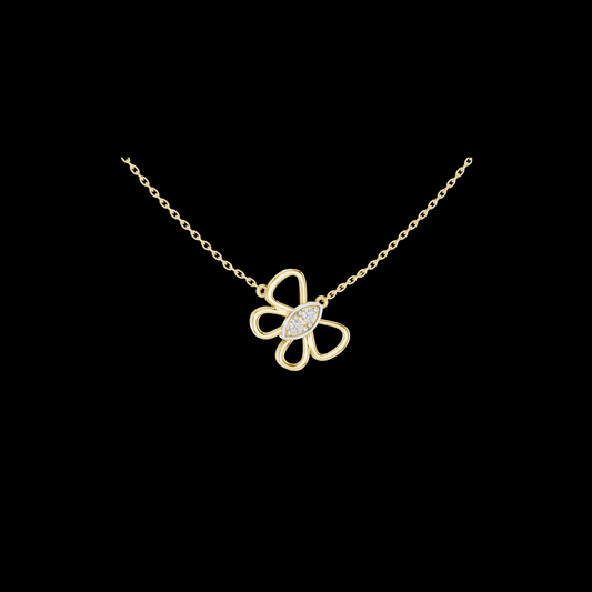 0.16 TCW Dazzling Minimal Butterfly Openwork Pendant with Sparkling Moissanite Diamond Center Luxury Jewelry