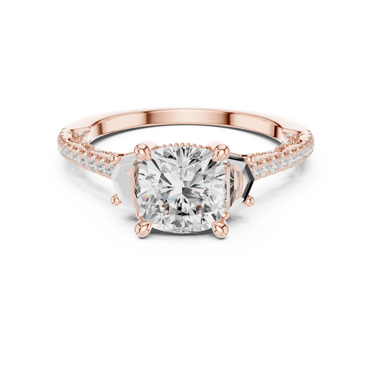 2.00 CT Royal Cushion Cut Lab Diamond Ring with Cadillac Side Stones and Pave Band For Best Friend