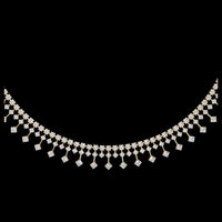 4.51 TCW Luxurious Geometric Fringe Moissanite Necklace with Cascading Round Cut Sparkling Stones Elegant Statement Choker