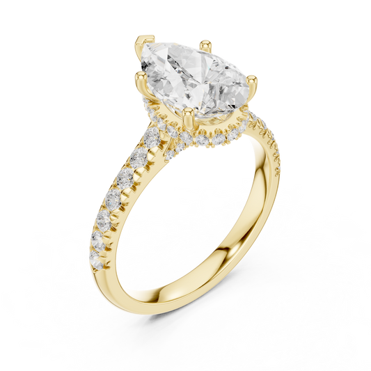 2.50 CT Elegant Pear Cut Lab Grown Diamond with Pave Accents and Cathedral Setting Luxury Bridal Ring