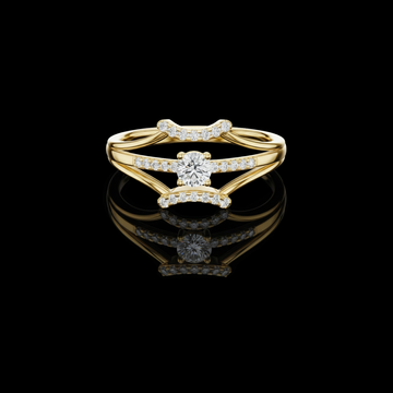 1.00 CT Celeste Curve An Artistic Round Lab Grown Diamond Ring with Twin Pavé Arches