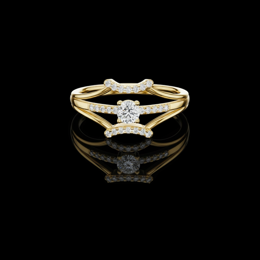 1.00 CT Celeste Curve An Artistic Round Lab Grown Diamond Ring with Twin Pavé Arches