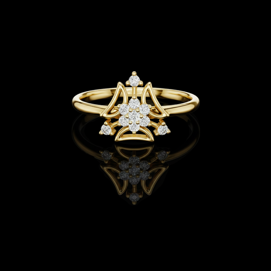 0.45 TCW Celestia Trillium Ring with Constellation Cluster Lab Grown Diamonds and Petal Wings