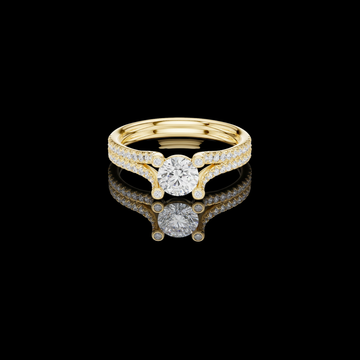 1.50 CT Celestial Crown Round Cut Lab Grown Diamond Ring with Triple Pavé Band